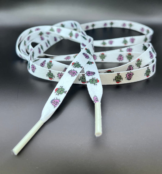 Shitz Crazy 60" White Streetwear Shoelaces- Classic Shit Head Design